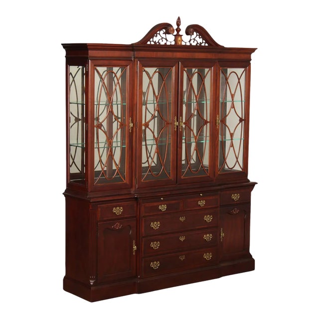 Late 20th Century Mahogany China Cabined Breakfront - Stoneleigh by Stanley For Sale