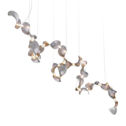 Dune 20 Spiral Pendant Light in Silver Anodized Aluminum by Moss Objects For Sale