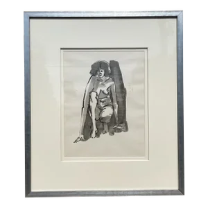 Vintage Nude Drawing by John Alfred Begg, Framed