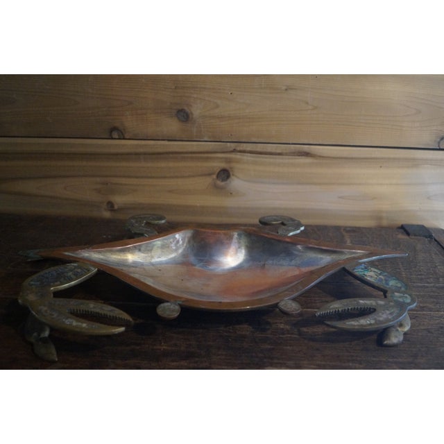 1960s Large Mexican Copper Brass Abalone Crab Tray Dish For Sale - Image 14 of 14