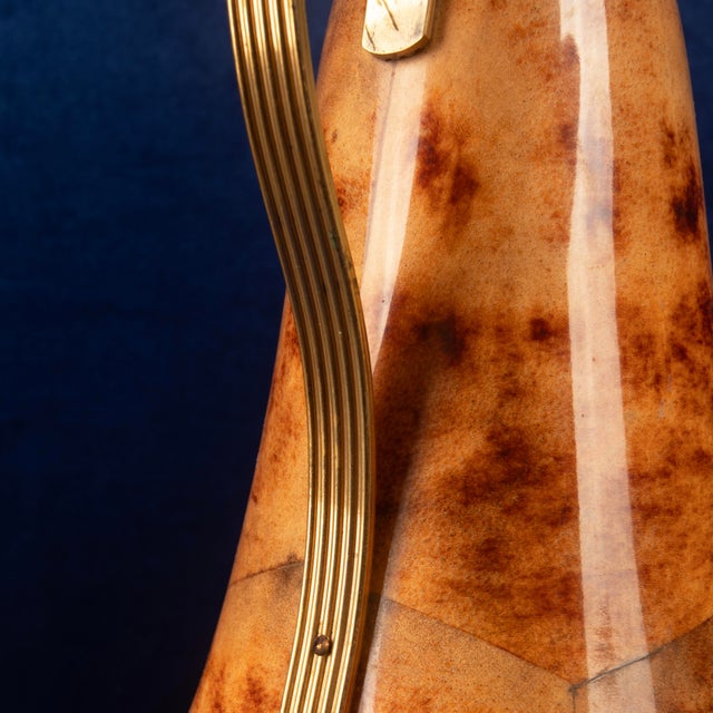 Tobacco-Coloured Parchment and Brass Thermos by Macabo of Cusano Milanino, Italy 1950 For Sale - Image 9 of 17