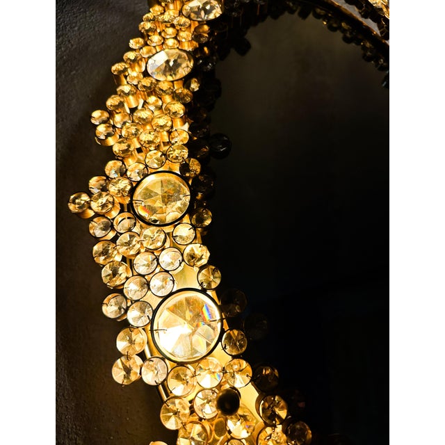 Gold Vintage Illuminated Mirror from Palwa, 1970s For Sale - Image 8 of 12