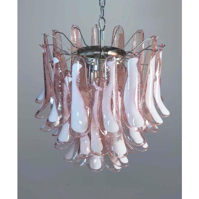 1990s Italian Pink Petal Murano Chandeliers, Set of 2 For Sale - Image 5 of 17