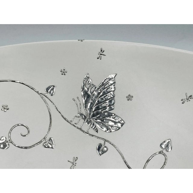1980s Emilia Castillo Large Porcelain & Pure Silver Butterfly Bowl, Taxco Mexico For Sale - Image 12 of 18