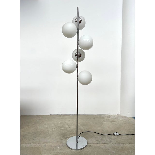 Vintage Space Age Chrome Floor Lamp with Glass Globes, 1970s For Sale - Image 13 of 13