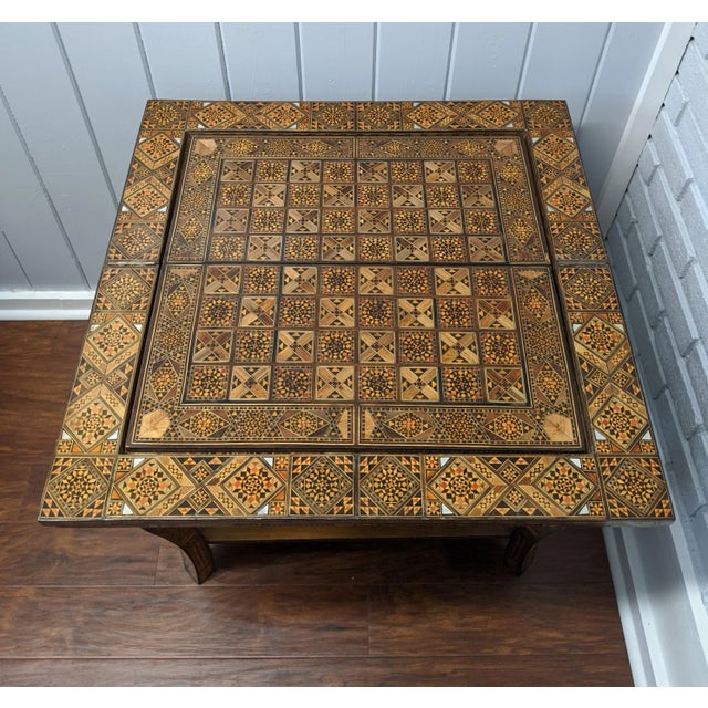 Late 19th Century Antique Syrian Parquetry Game Table with Game Pieces For Sale - Image 5 of 11