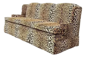 Vintage Monumental Leopard Velvet Sofa