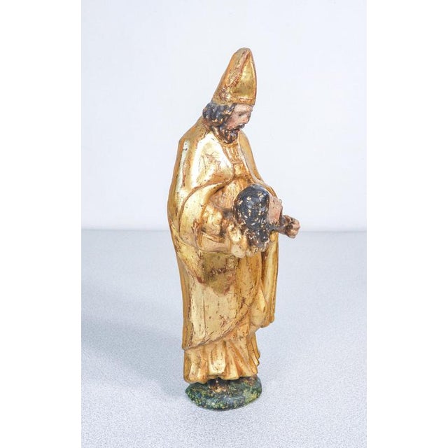 Italian Artist, Sculptures of Religious Saints. 1700, Wood and Gold For Sale - Image 4 of 18