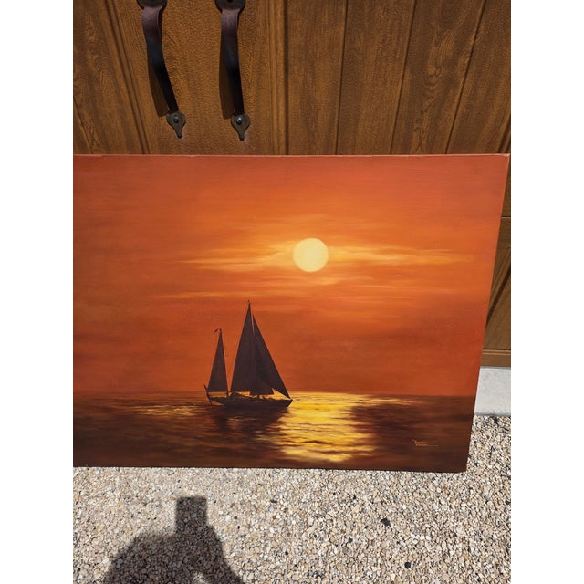 Orange Deane Olson Sailboat Painting For Sale - Image 8 of 11