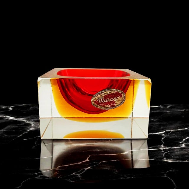 Flavio Poli Handcrafted Square Ashtray or Catch-All in Murano Glass by Flavio Poli for Seguso, 1960s For Sale - Image 4 of 11