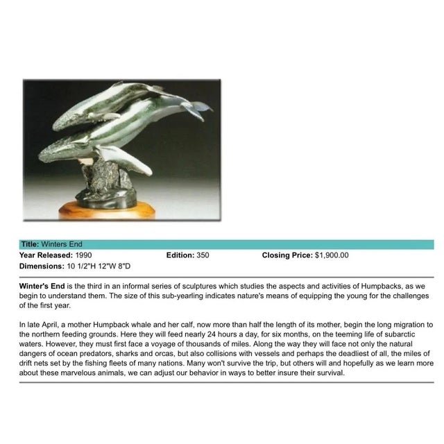 The Whales of Randy Puckett Humpback Whales Bronze Sculpture 94/350 For Sale - Image 10 of 10