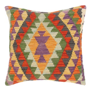 Southwestern Turkish Lelia Hand Woven Kilim Throw Pillow For Sale