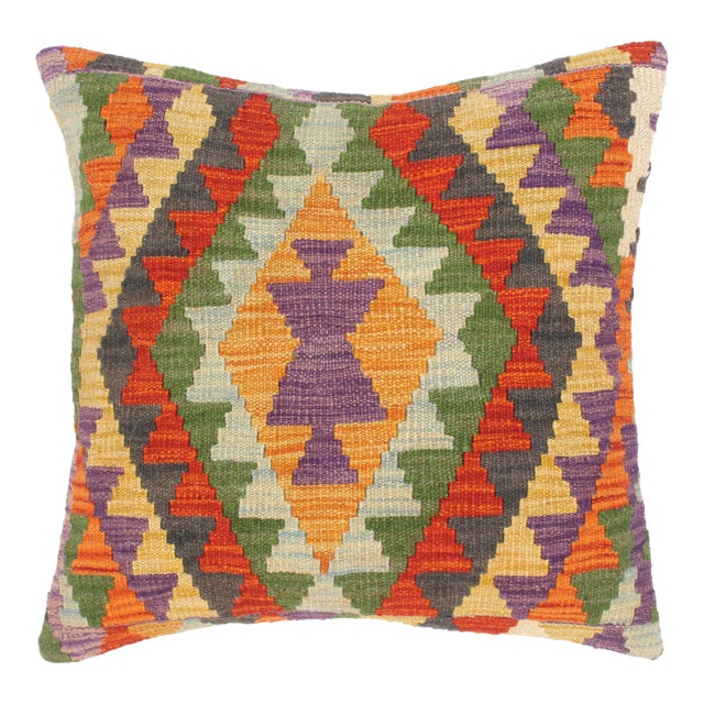 Southwestern Turkish Lelia Hand Woven Kilim Throw Pillow For Sale