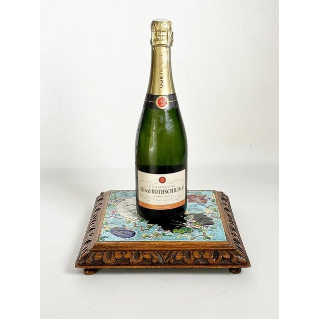 Antique French Glazed Ceramic Trivet from Longwy, 1900s For Sale - Image 4 of 16