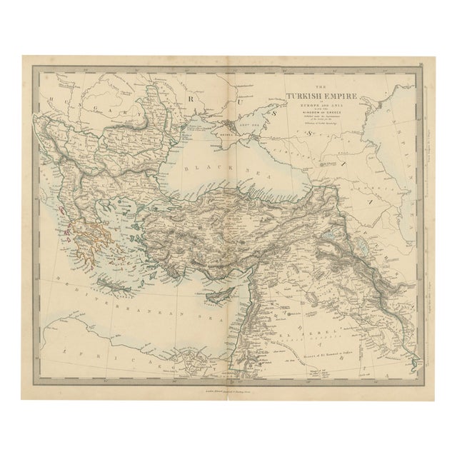 Antique Map of the Turkish Empire and Greece, 1858 For Sale