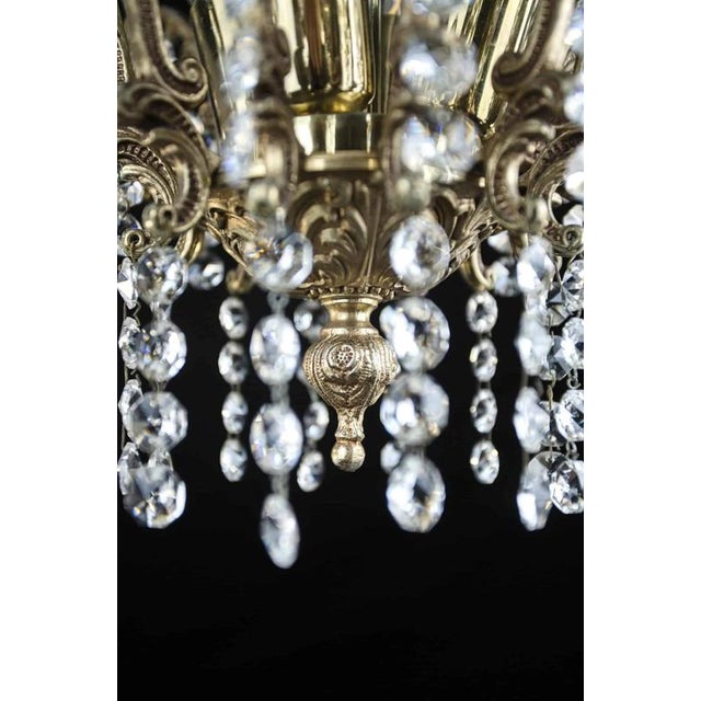 Brass Chandelier with Crystal Trimmings For Sale - Image 3 of 9