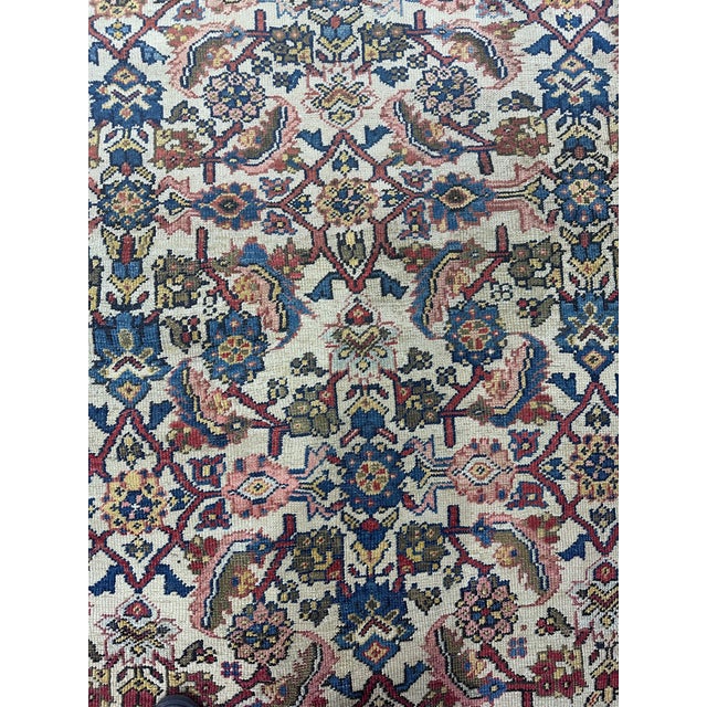 Antique Sultanabad Carpet, Handmade Persian Rug, Ivory, Blue, Green, Soft Red For Sale - Image 4 of 11