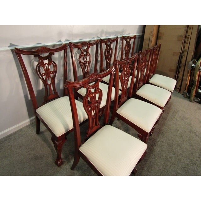 Item 87824: Pennsylvania House solid cherry set of eight Chippendale style chairs. Age: 1990's. Details: Two arm chairs...