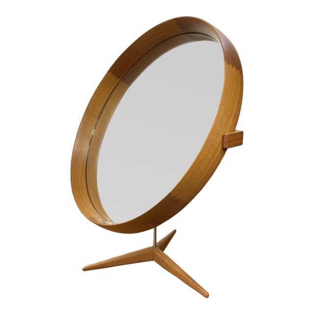 Mid Century Modern Teak Table Mirror, Made in Sweden by Luxus, Vittsjö, Uno & Östen Kristiansson For Sale