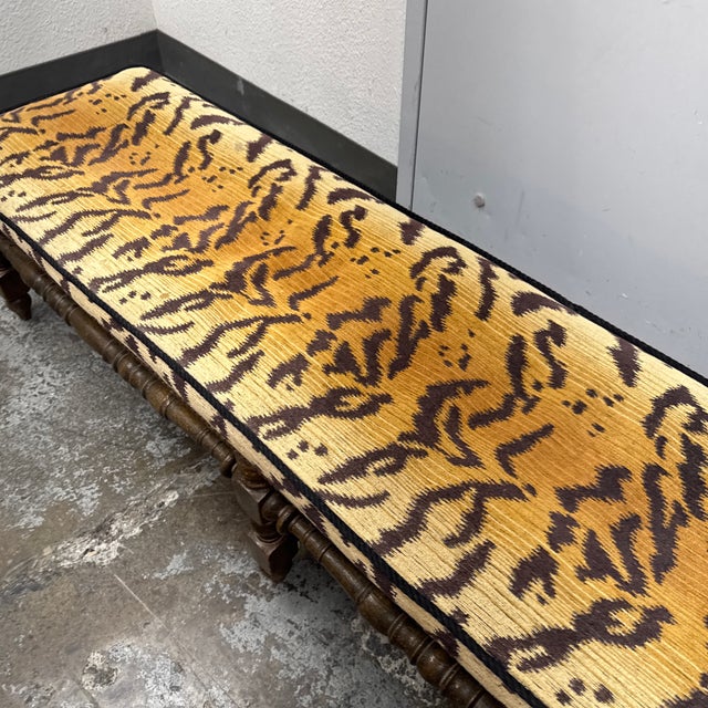 Antique Italian Carved Wood Bench in Tiger Print, Early 20th Century. For Sale - Image 11 of 12