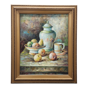 Vintage c.1970 Still Life Oil Painting on Canvas by W. Adam