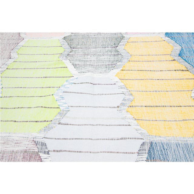 2020s Contemporary Multicolored Kilim Wool Rug With Geometric Design For Sale - Image 5 of 10