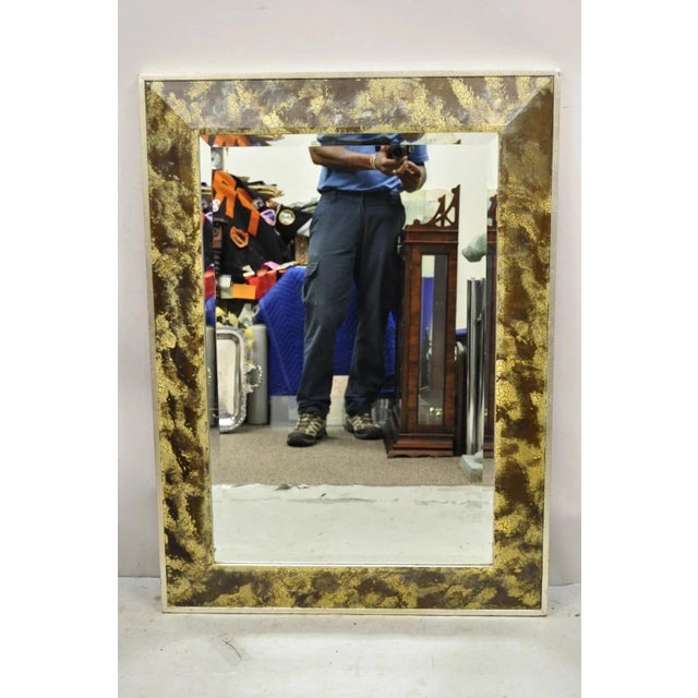 Contemporary Modern Faux Tortoise Shell Painted Brown & Gold Wall Mirror by Decorative Arts Inc. Circa Late 20th Century....