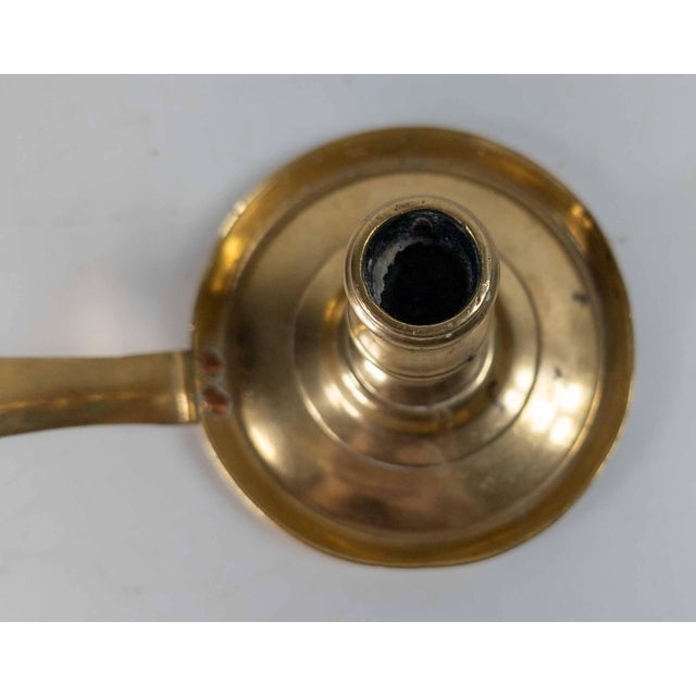 Brass 18th Century French or Flemish Brass Frying Pan Skillet Chamber Candlestick For Sale - Image 8 of 14