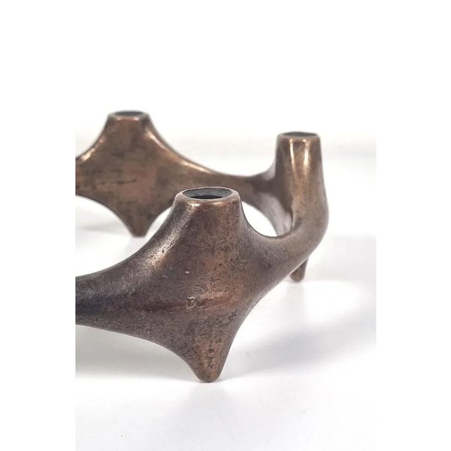 Bronze Brutalist Candle Holder For Sale - Image 6 of 7