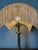 Mid 20th Century Victorian Footed Marble and Brass Table Lamp With Fabric Fringe/Tassel Lamp Shade For Sale - Image 4 of 11