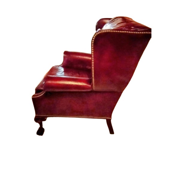 2020s Hancock and Moore Wingback Ball and Claw Leather Chair For Sale - Image 5 of 8
