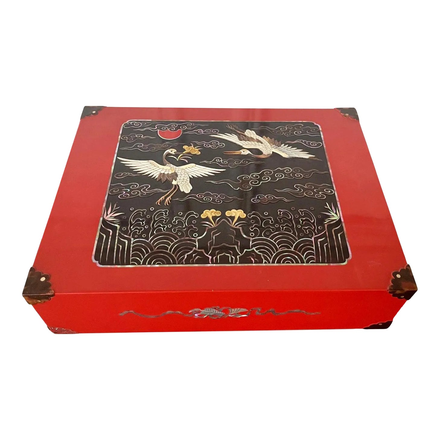 Vintage Korean Mother-of-Pearl Inlay & Lacquer Box with Vintage Korean Mother-of-Pearl Inlay & Lacquer Box with