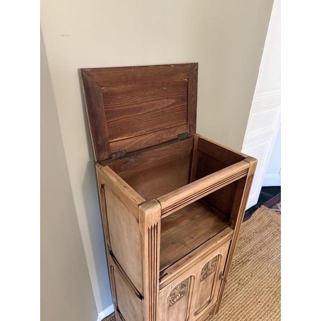 French Art Deco Carved Walnut Pedestal Cabinet, 1930s For Sale - Image 12 of 17