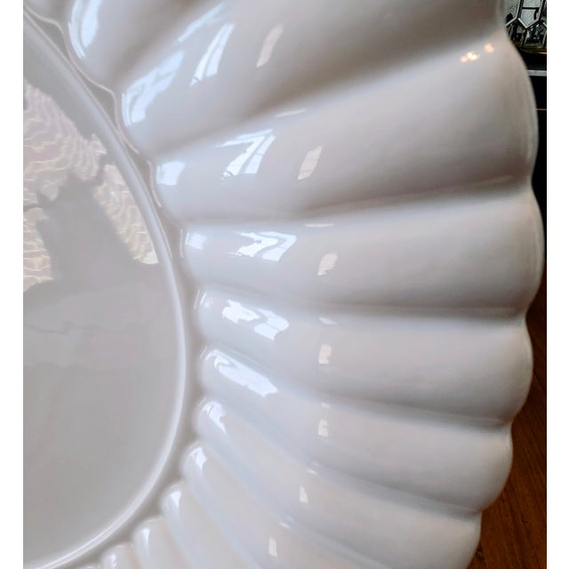 Late 20th Century Late 20th Century Italian Sofi Campagnola White Fluted 18" Charger Centerpiece Platter For Sale - Image 5 of 10