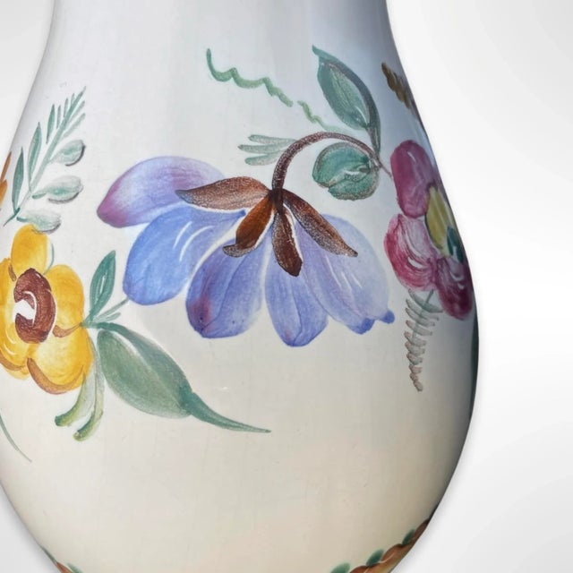 Vintage Hand Painted Keramik Austrian Floral Vase For Sale - Image 4 of 6