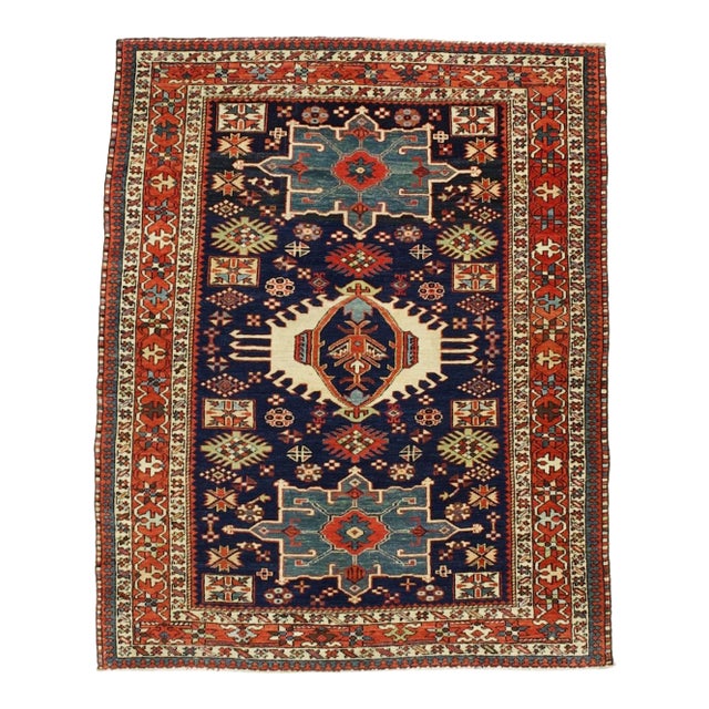 Fine Antique Persian Karajeh Heriz Rug 4'7" X 5’10” For Sale