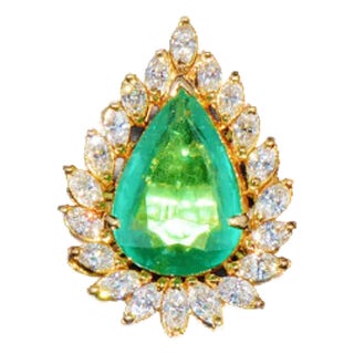 GIA Certified Natural 8.5CTS Zambian Emerald VS F Diamond 18K Solid Gold Statement Ring, size 6.25 For Sale
