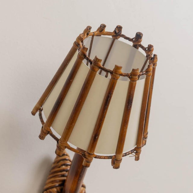 Wood 1960s French Rattan Sconces by Louis Sognot - a Pair For Sale - Image 7 of 12