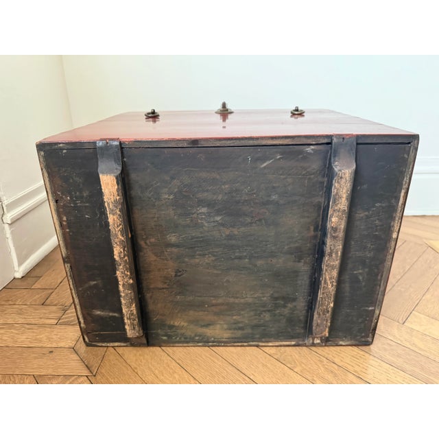 1960s 1960s Asian-Inspired Vintage Red Lacquered Storage Chest For Sale - Image 5 of 8