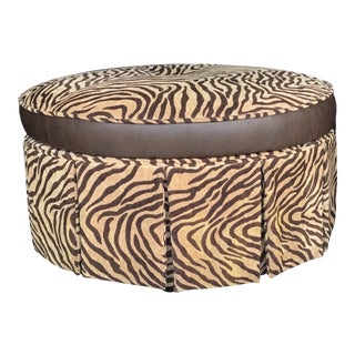 Zebra Print Ottoman With Storage Zebra Patterned Fabric Removeable Lid For Sale