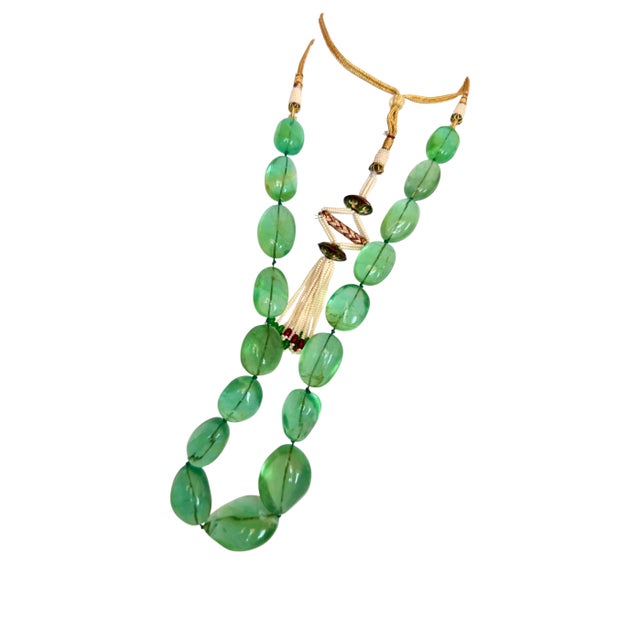 Gemstone Fluorite Bead Necklace Tumble Large Smooth Green Polished Nugget Adjustable Length For Sale - Image 16 of 18