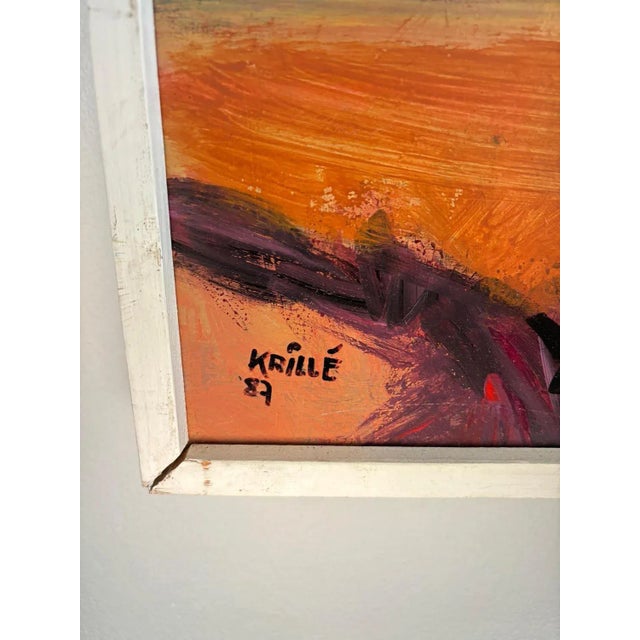 1980s Jean Krillé, Landscape No. 95, Oil on Masonite, 1987 For Sale - Image 5 of 8