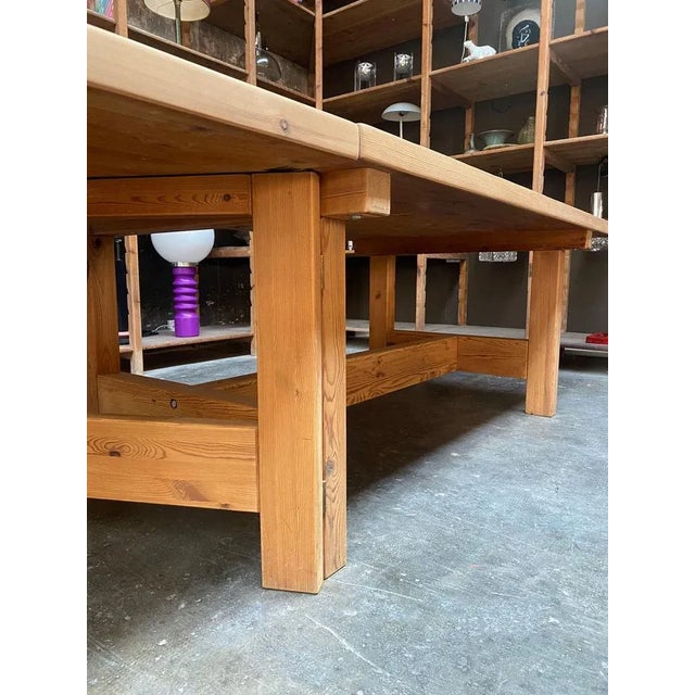 1970s Danish Pitch Pine Extendable Table attributed to Tage Poulsen for GM Möbler, 1970s For Sale - Image 5 of 8