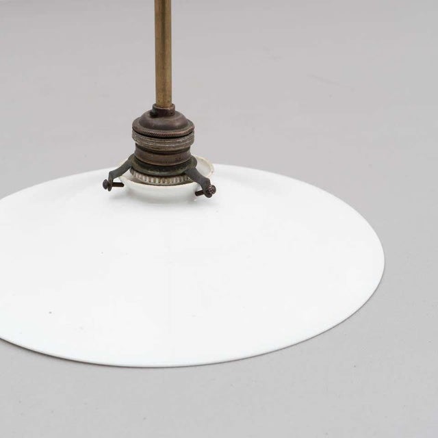 Early 20th century antique white metal ceiling lamp. By unknown manufacturer, France. In original condition, with minor...