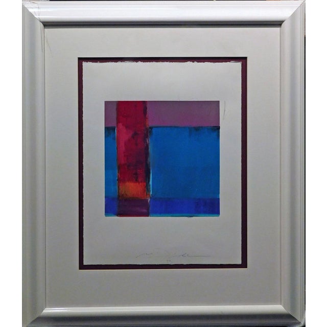 Mark Dickson Hand Signed Abstract Original Monoprint Art on Paper, Framed For Sale