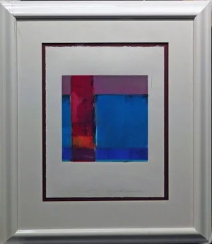 Mark Dickson Hand Signed Abstract Original Monoprint Art on Paper, Framed
