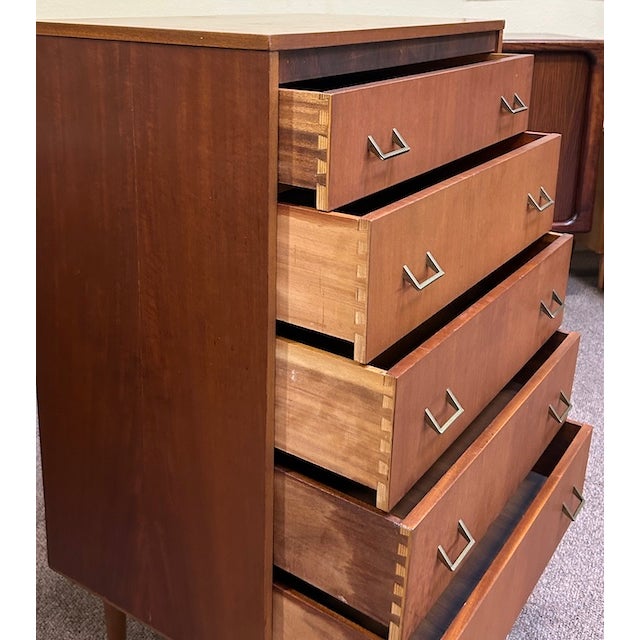 Vintage Teak Chest With Five Drawers For Sale - Image 4 of 10