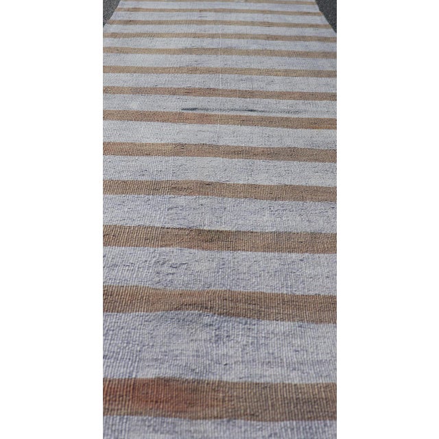 Turkish Vintage Kilim Runner in Gray and Brown Stripes 2’6 X 8’4 For Sale - Image 4 of 10