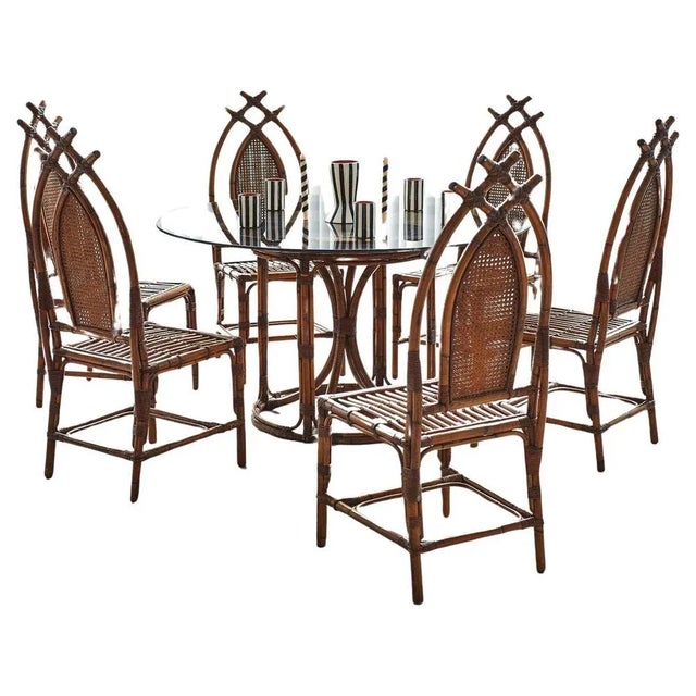 Vintage Bamboo Dining Set, 1980, Set of 7 For Sale - Image 8 of 8