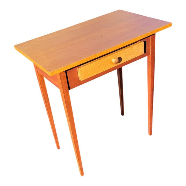 American Vintage 1970s Birdseye Maple Shaker Style Hall Table W/ Drawer – Solid Wood For Sale - Image 3 of 18